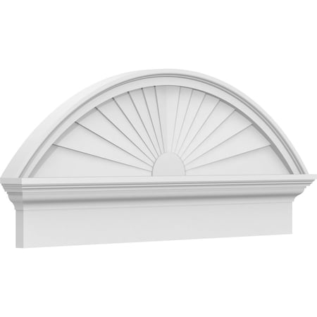 Ekena Millwork Segment Arch Sunburst Architectural Grade PVC Combination Pediment, 36"W x 15-7/8"H x 2-3/4"P PEDPC036X160SEG01